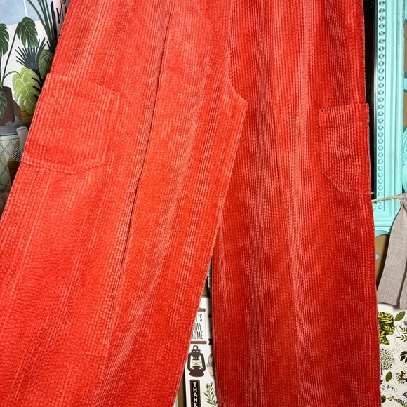 Urban Outfitters Drapey Corduroy Rust Wide Leg Pull On Pants Sz.XS Autumnal Boho - Picture 3 of 11